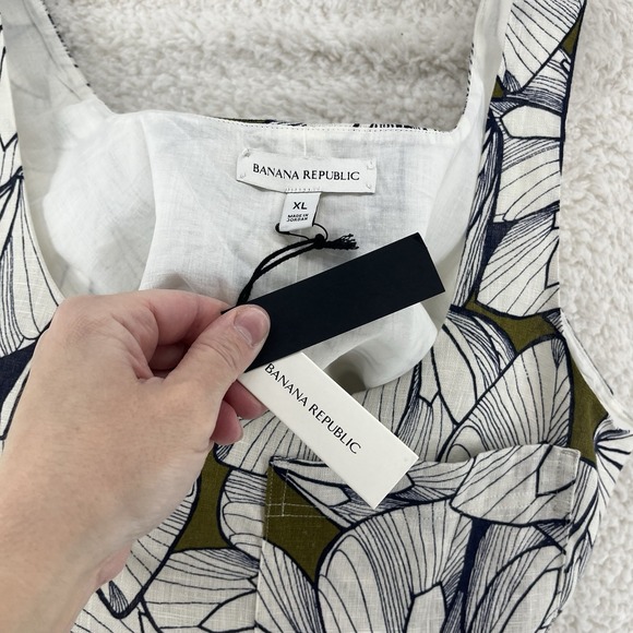 Banana Republic Shift Dress Women's Size XL Linen Tropical Resortwear Short NWT - Picture 5 of 9